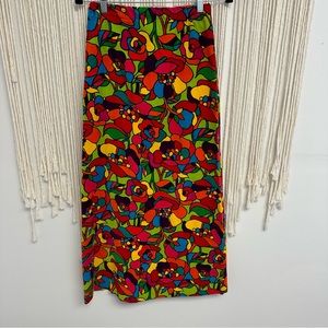 Vintage velvet colorful funky maxi skirt